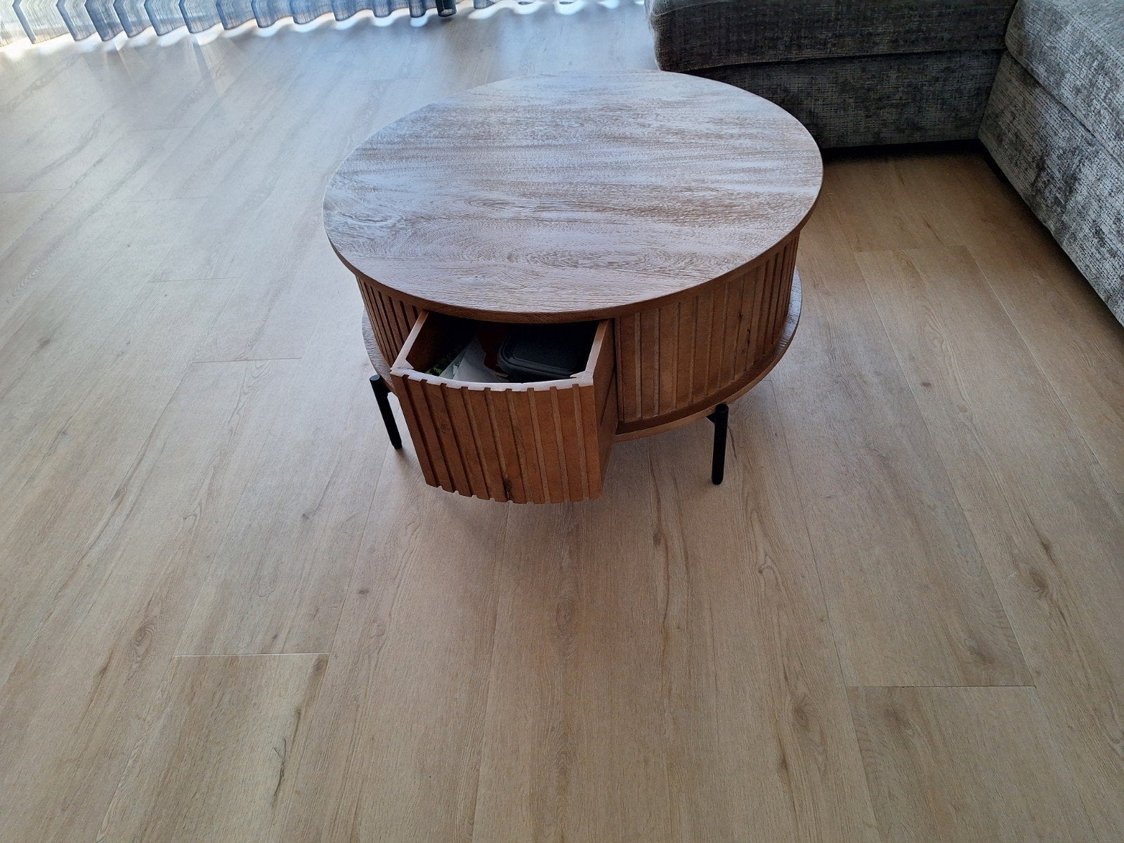 Madison Salontafel 80 cm Mangohout Naturel, Ophalen, 50 tot 100 cm, Rond, Nieuw