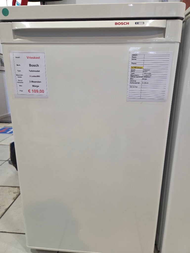 vrieskast - bosch - tafelmodel - 3 lades, Gebruikt, Nl-infocentrum-bosch@bshg.com, Minder dan 60 cm, Vrijstaand