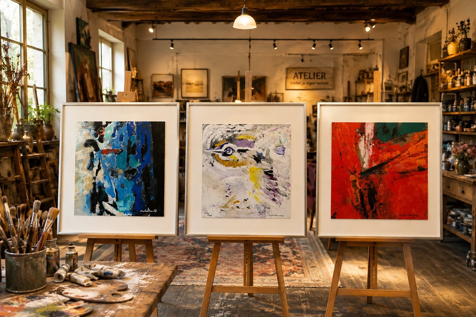 Nico Molenkamp 3x karakteristiek Kunstwerk Direct leverbaar, Abstract, Kunststof, Ophalen of Verzenden, Print