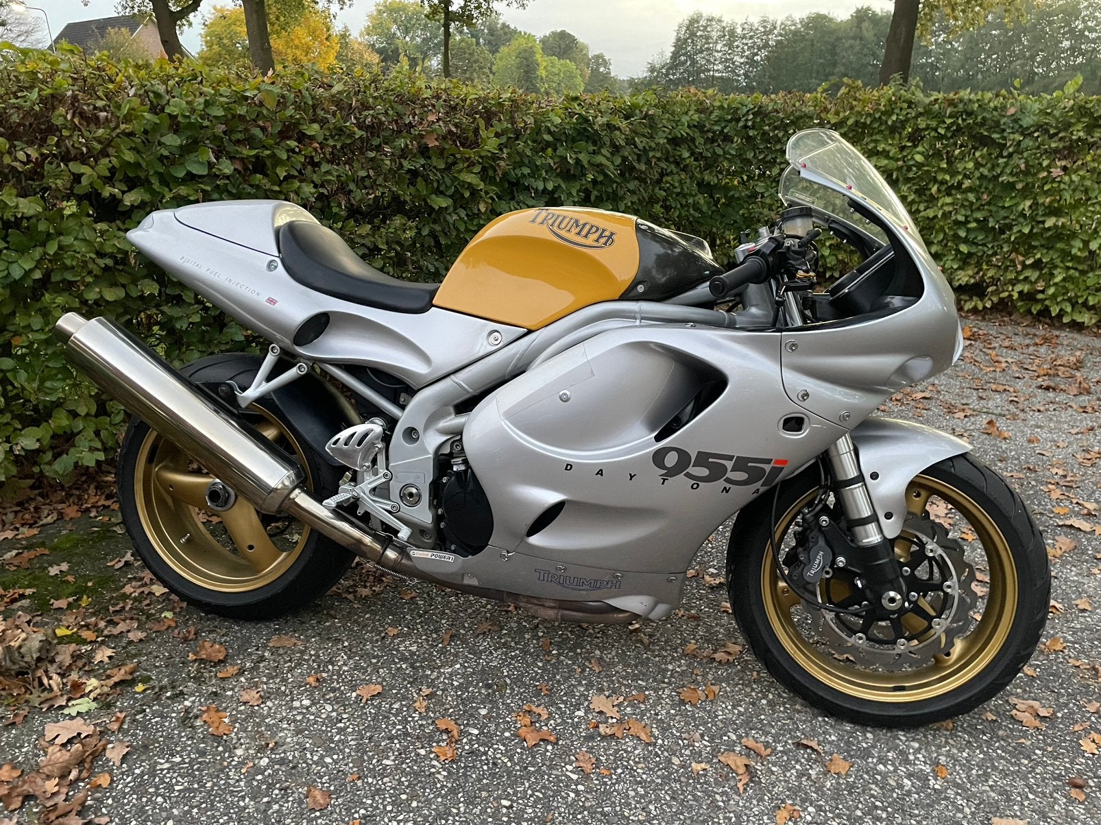 Triumph Daytona 955i - 90,s superbike circuitmotor, Sportuitlaat, Motorrijbewijs A, Gebruikt, 3 cilinders