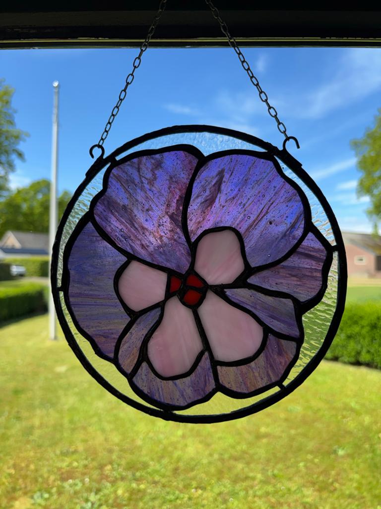 Tiffany glas in lood raamhanger - Viooltje, Ophalen