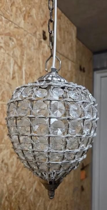 2 x hanglamp/kroonluchter met kristallen en metalen frame, Ophalen, Gebruikt