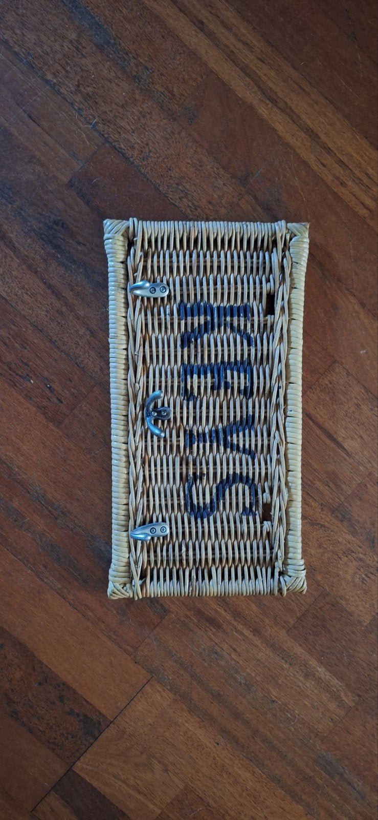 Vintage rotan sleutelrekje 'KEYS', Antiek en Kunst, Ophalen