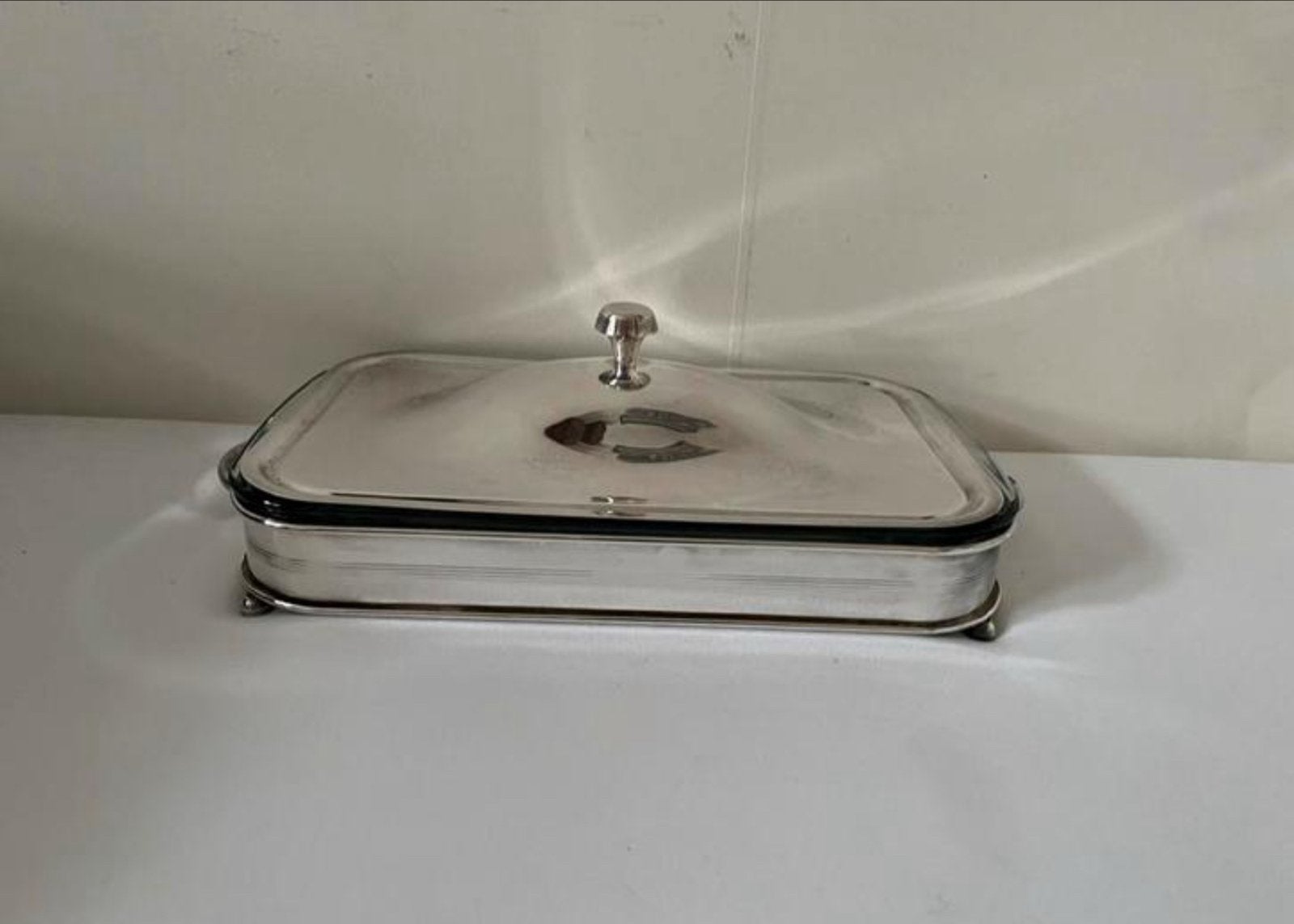 Elegante Verzilverde Ovenschaal - Saint Hilaire Frankrijk, Ophalen of Verzenden, Zilver