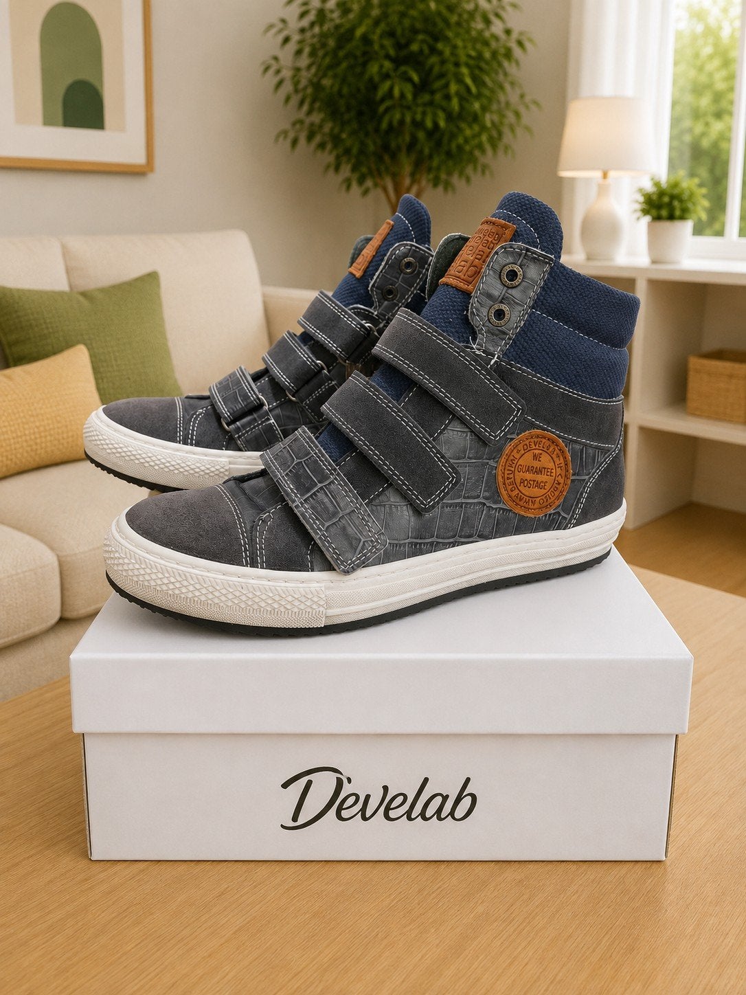 Develab hoge sneakers – Maat 38 – Leer, Blauw, Nieuw, Ophalen of Verzenden, Sneakers of Gympen
