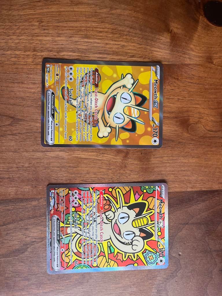 Meowth EX Pokémon Kaarten - Full Art & Special Art Rare, Ophalen, Zo goed als nieuw, Meerdere kaarten, Foil