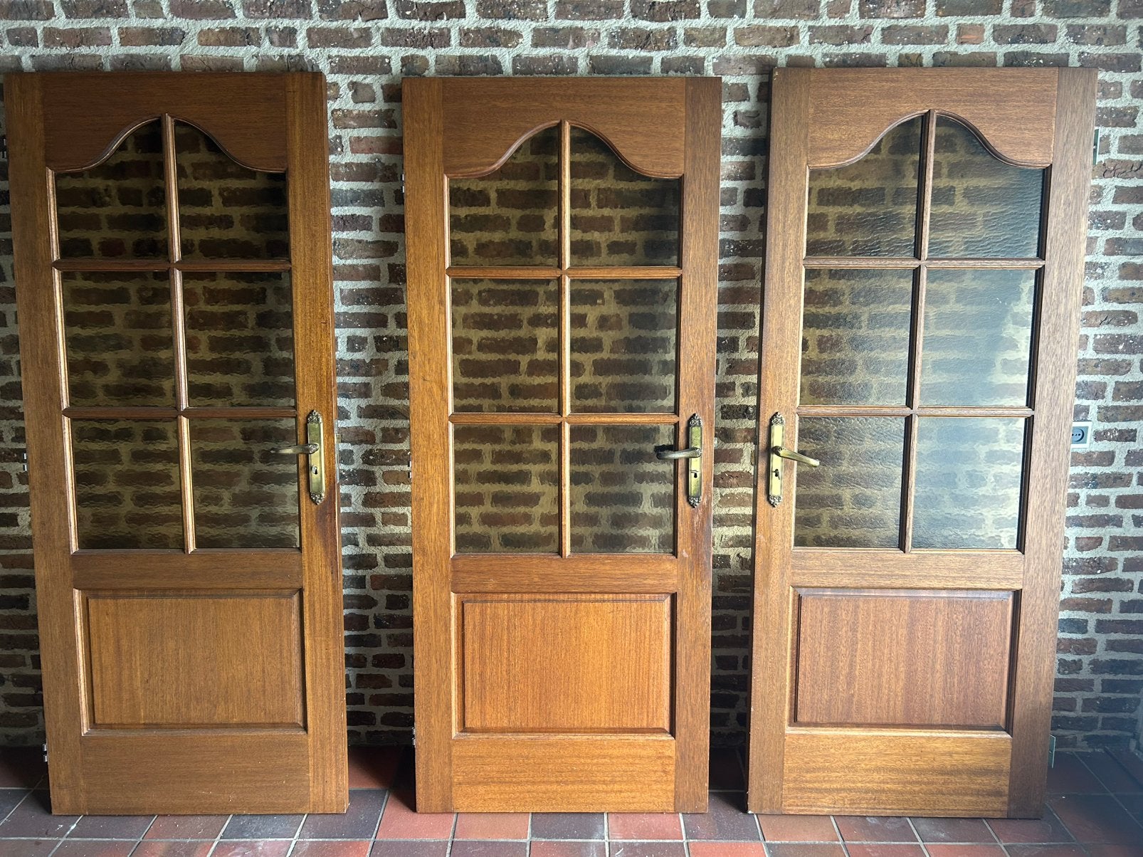 3 massief houten binnendeuren met glas – 200 x 82 cm, Ophalen, Binnendeur, 200 tot 215 cm, Glas