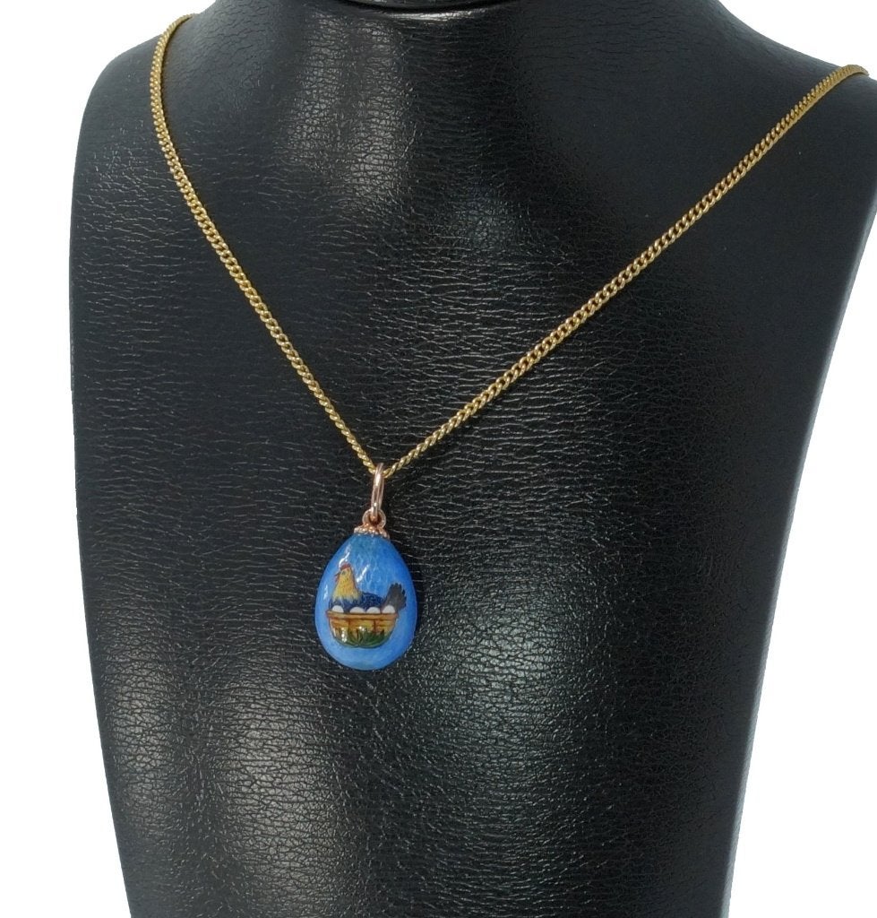 Rusland ei 14k goud broedende kip ketting hanger faberge