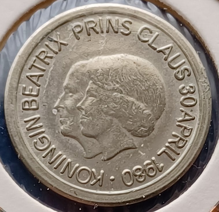 Penning 5 cents Beatrix & Claus Koningin en Prins 1980 - UNC, Verzenden, Overige materialen, Nederland