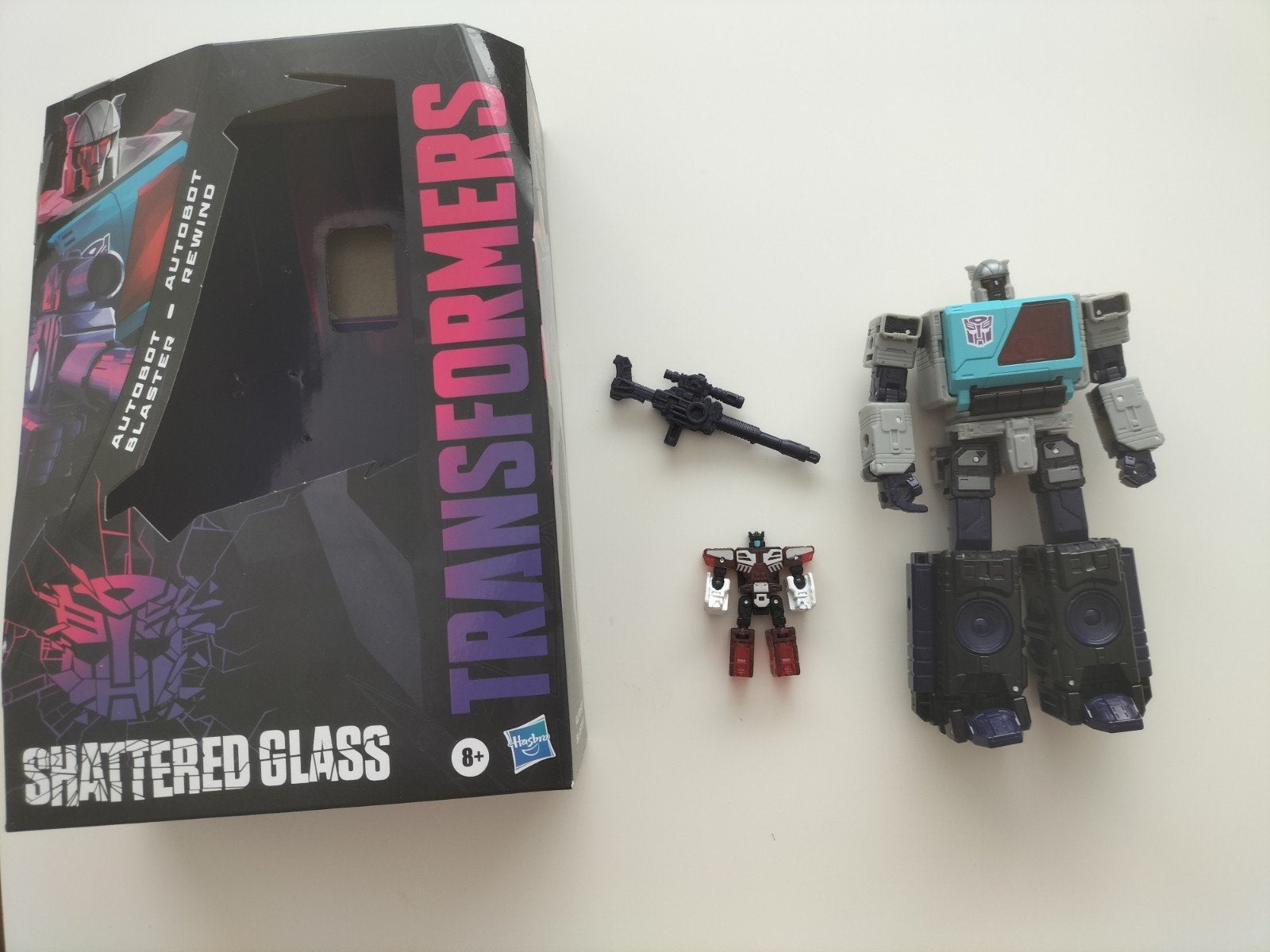 Transformers Shattered Glass Blaster & Rewind, Verzamelen, Transformers, Overige generaties, Ophalen of Verzenden, Zo goed als nieuw