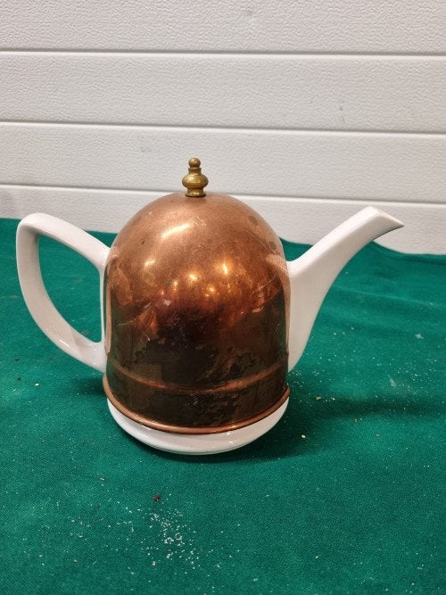 Theepot met theepotwarmer koper vintage, Ophalen of Verzenden, 'T Olde Gre-j, Info@toldegrej.nl, Endepoelstraat 20f Didam