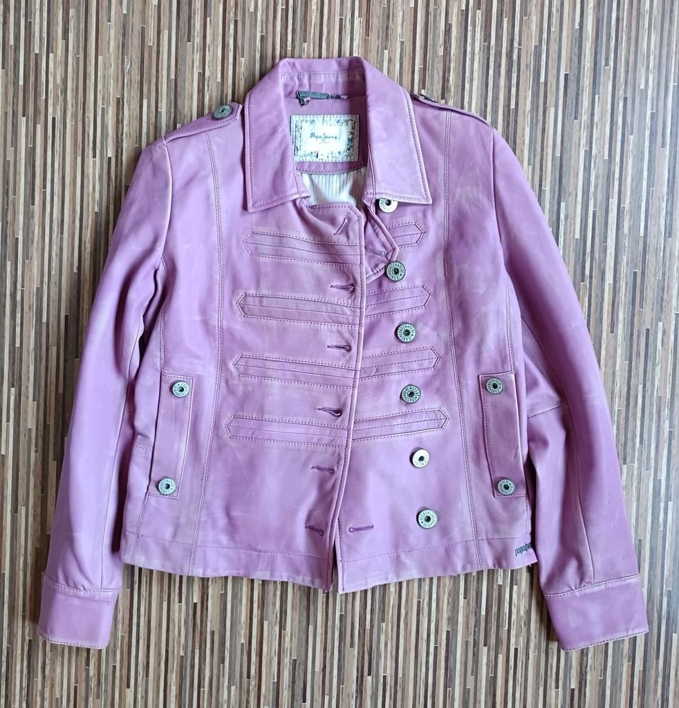PEPE JEANS, soepel lederen jasje, M, zgan, prijs incl verz., Maat 38/40 (M), Verzenden, Zo goed als nieuw, Roze