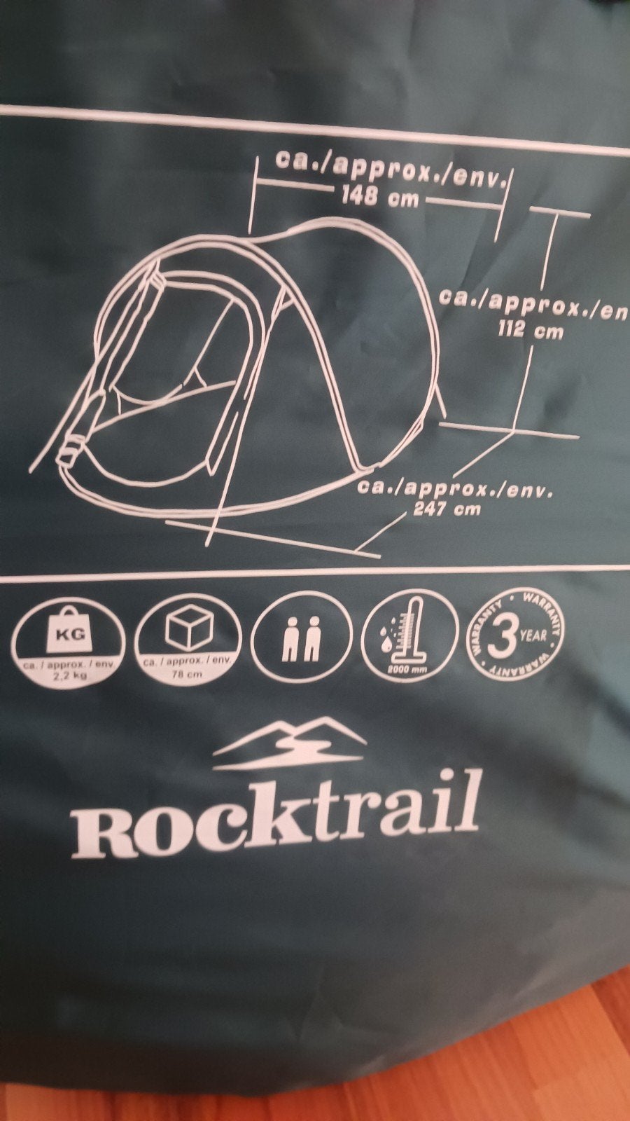 Rocktrail 2 persoons pop up tent, Ophalen, Zo goed als nieuw, Tot en met 2