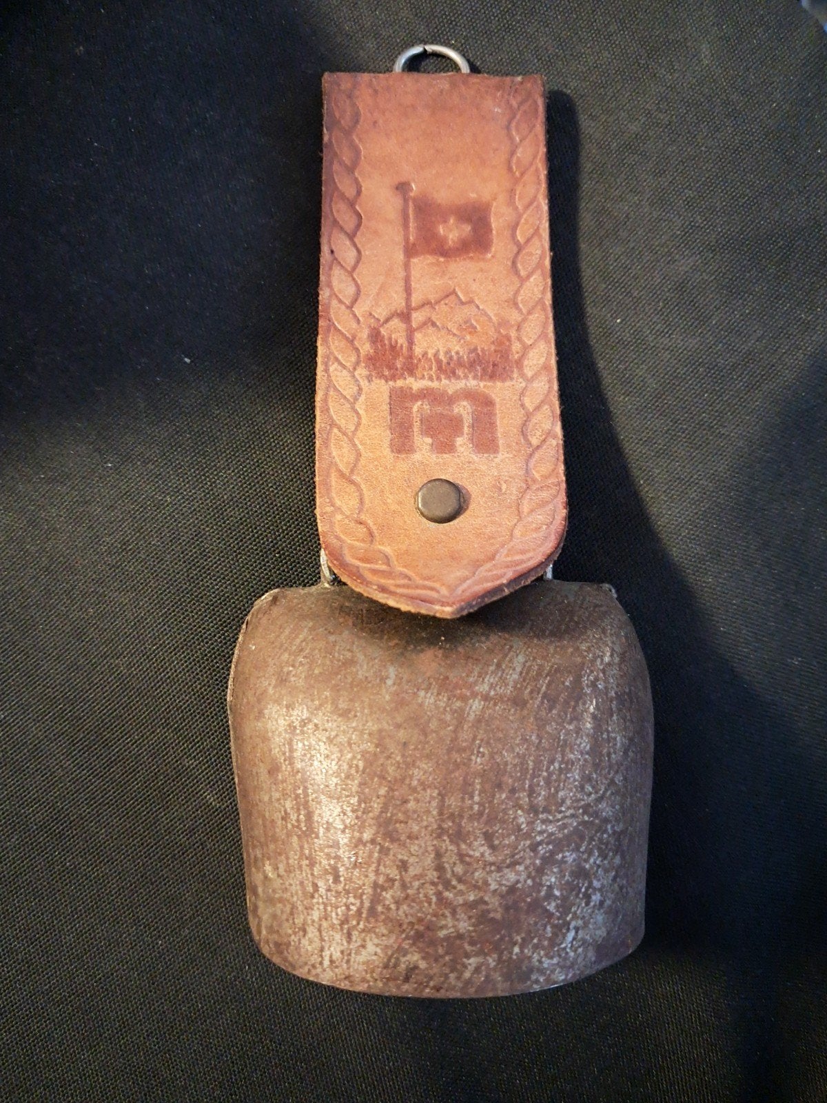 Vintage Zwitserse Koe Bel met Leren Riem - Alpen Souvenir, Ophalen of Verzenden, Gebruikt