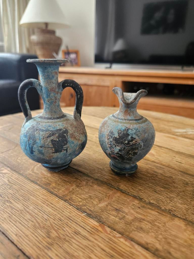 Set van 2 handgemaakte albasten vazen - Scali Volterra, Antiek en Kunst, Ophalen of Verzenden