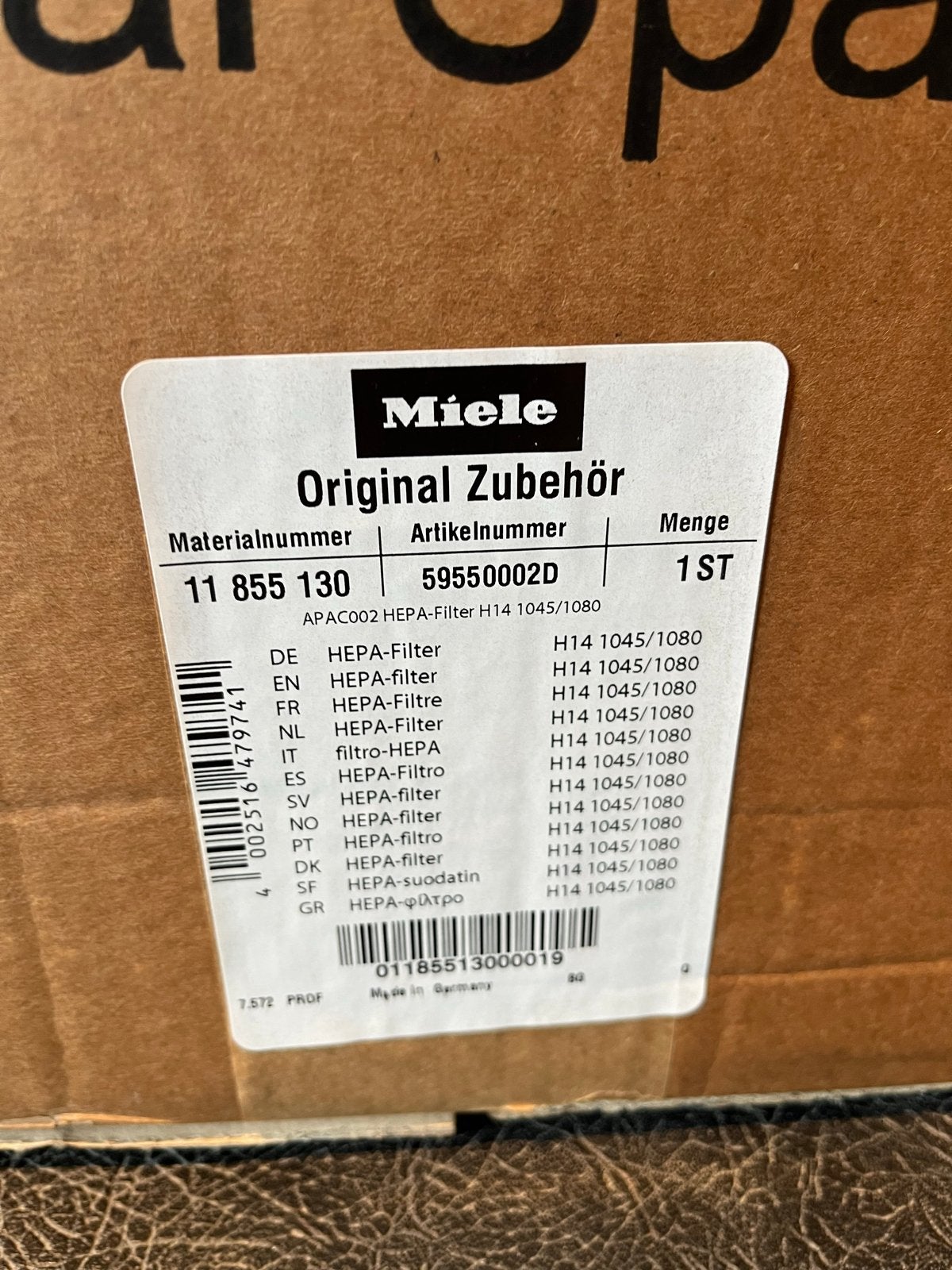 Nieuw Miele APAC 002 HEPA H14 filter, Ophalen