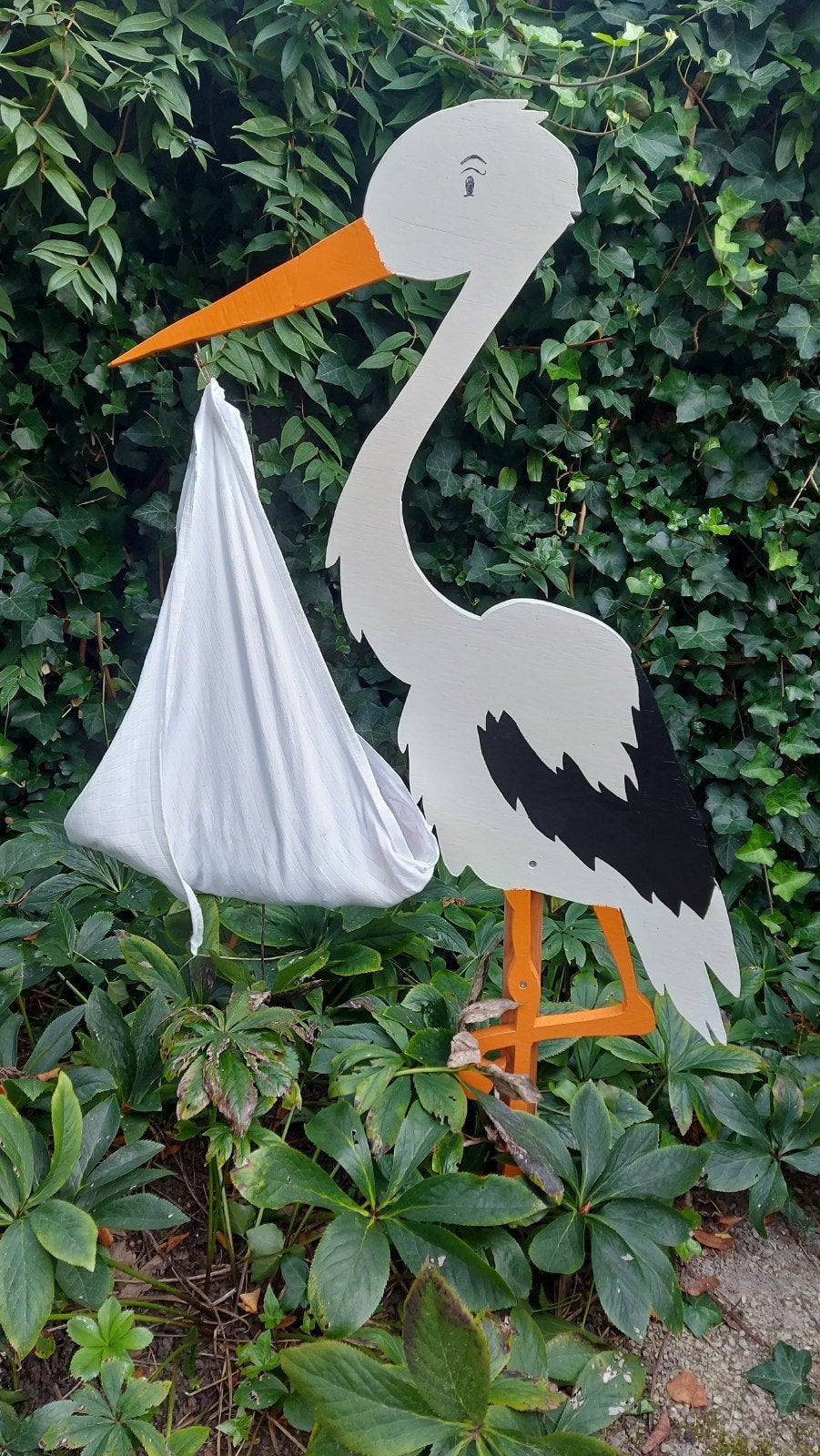 Geboortebord Ooievaar met baby te huur, Ophalen of Verzenden, Gebruikt, Geboortebord