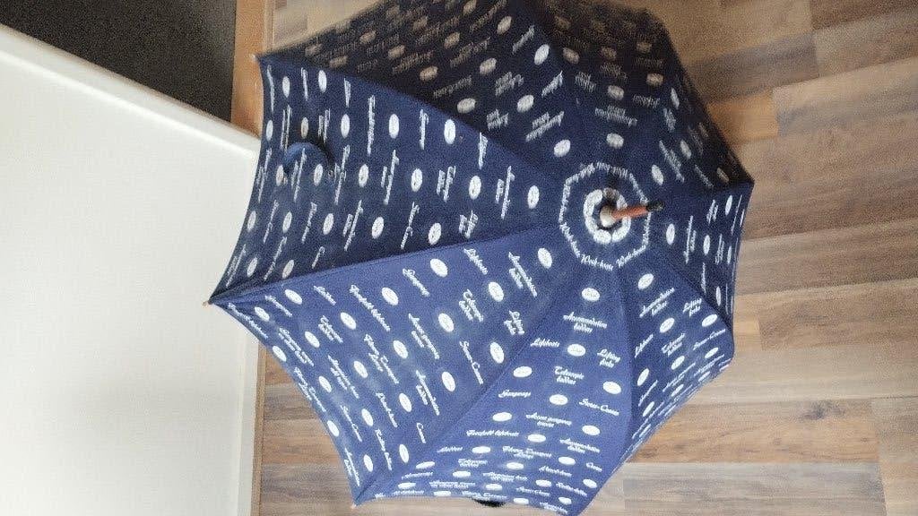 paraplu, hout, Ophalen, Gebruikt, Blauw