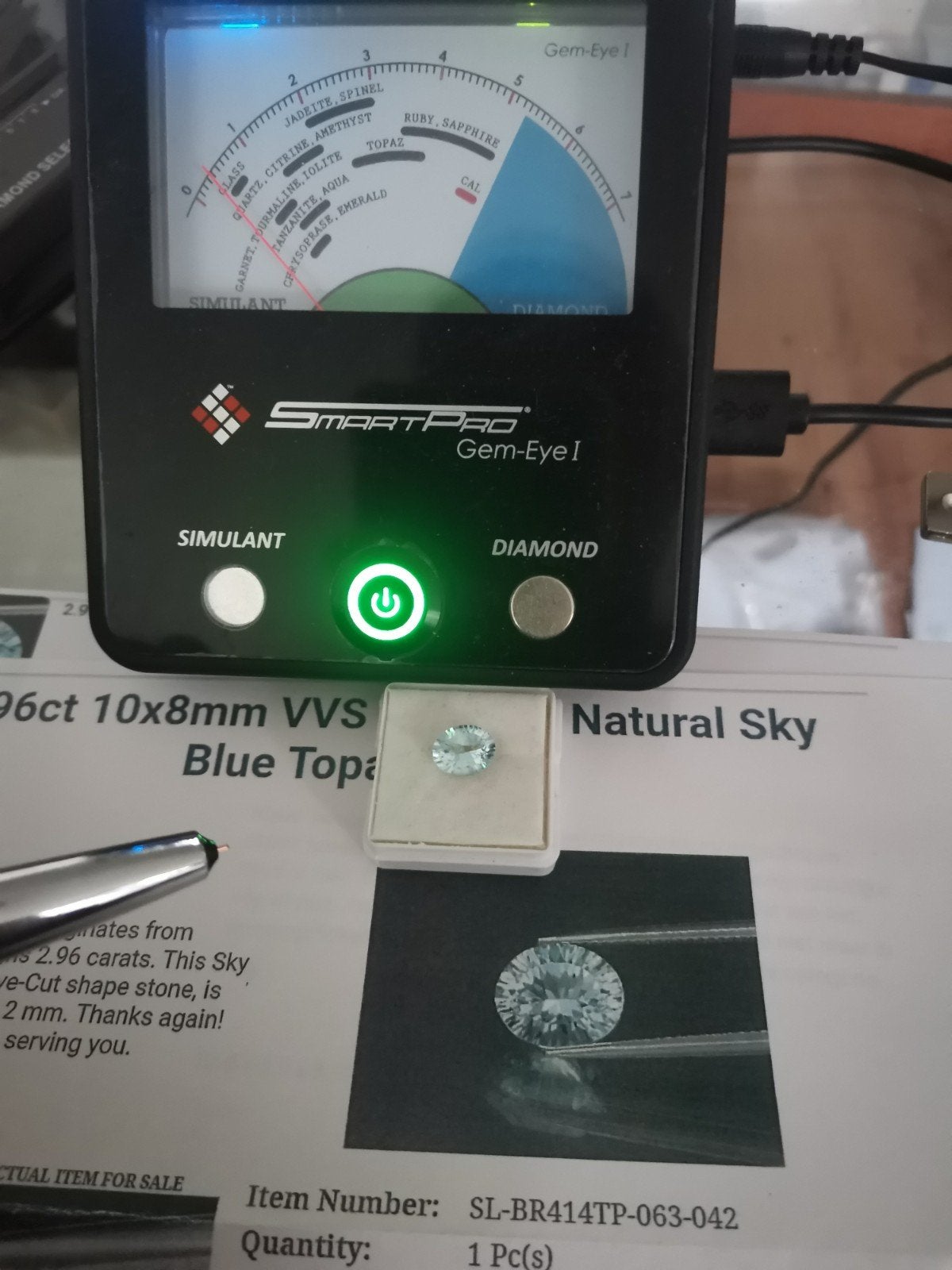Sky blue Topaz Natural 2.96ct, Ophalen of Verzenden