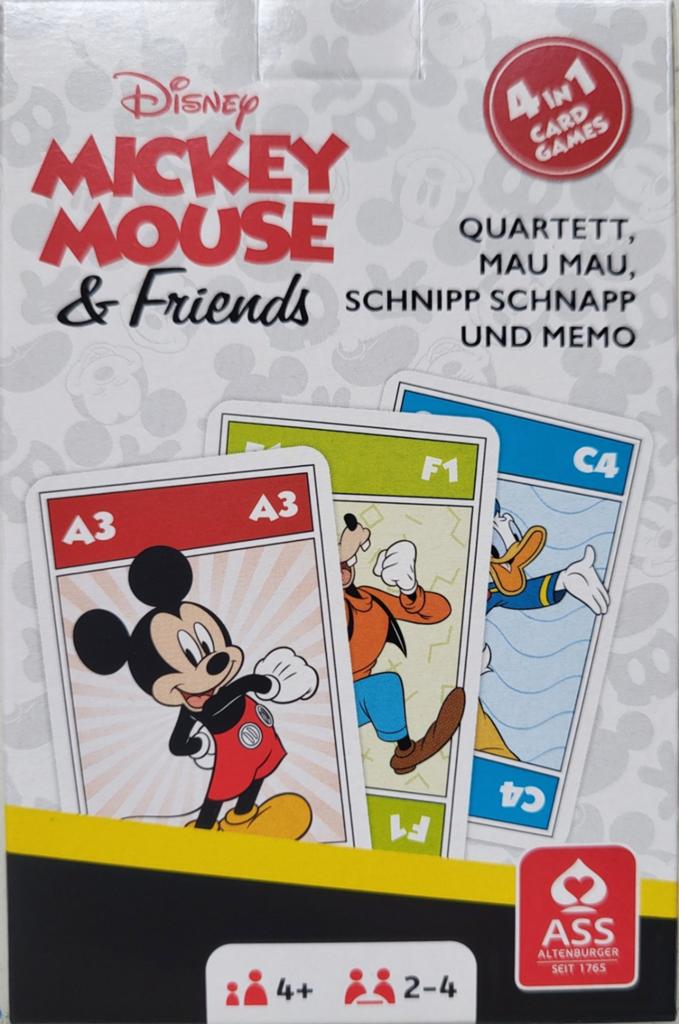 NIEUW Disney Mickey Mouse & Friends 4-in-1 Kaartspel kwartet, Een of twee spelers, Ophalen of Verzenden, Nieuw, ASS Altenburger