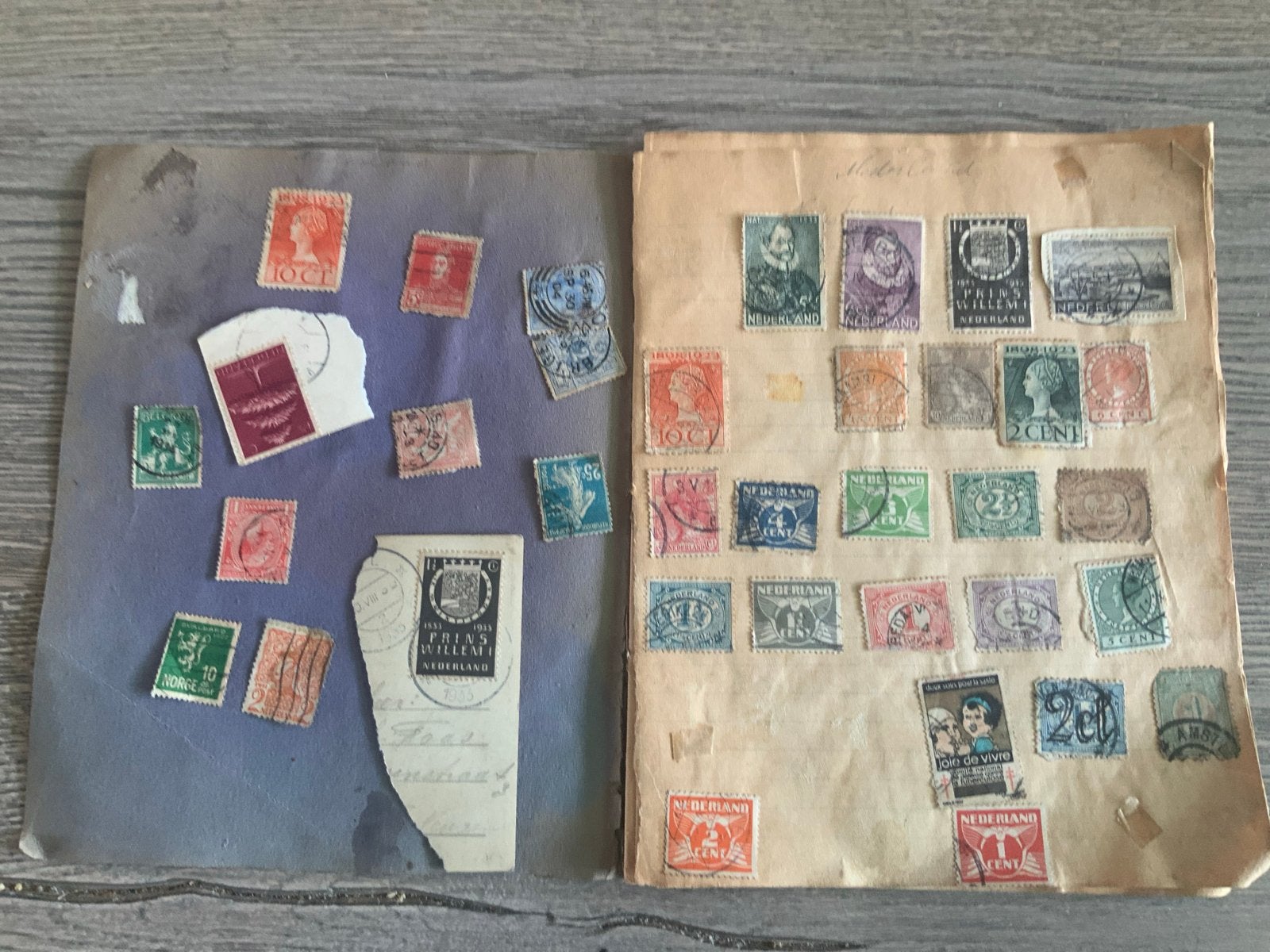 Verzameling oude postzegels in album, Ophalen of Verzenden, Nederland en Buitenland