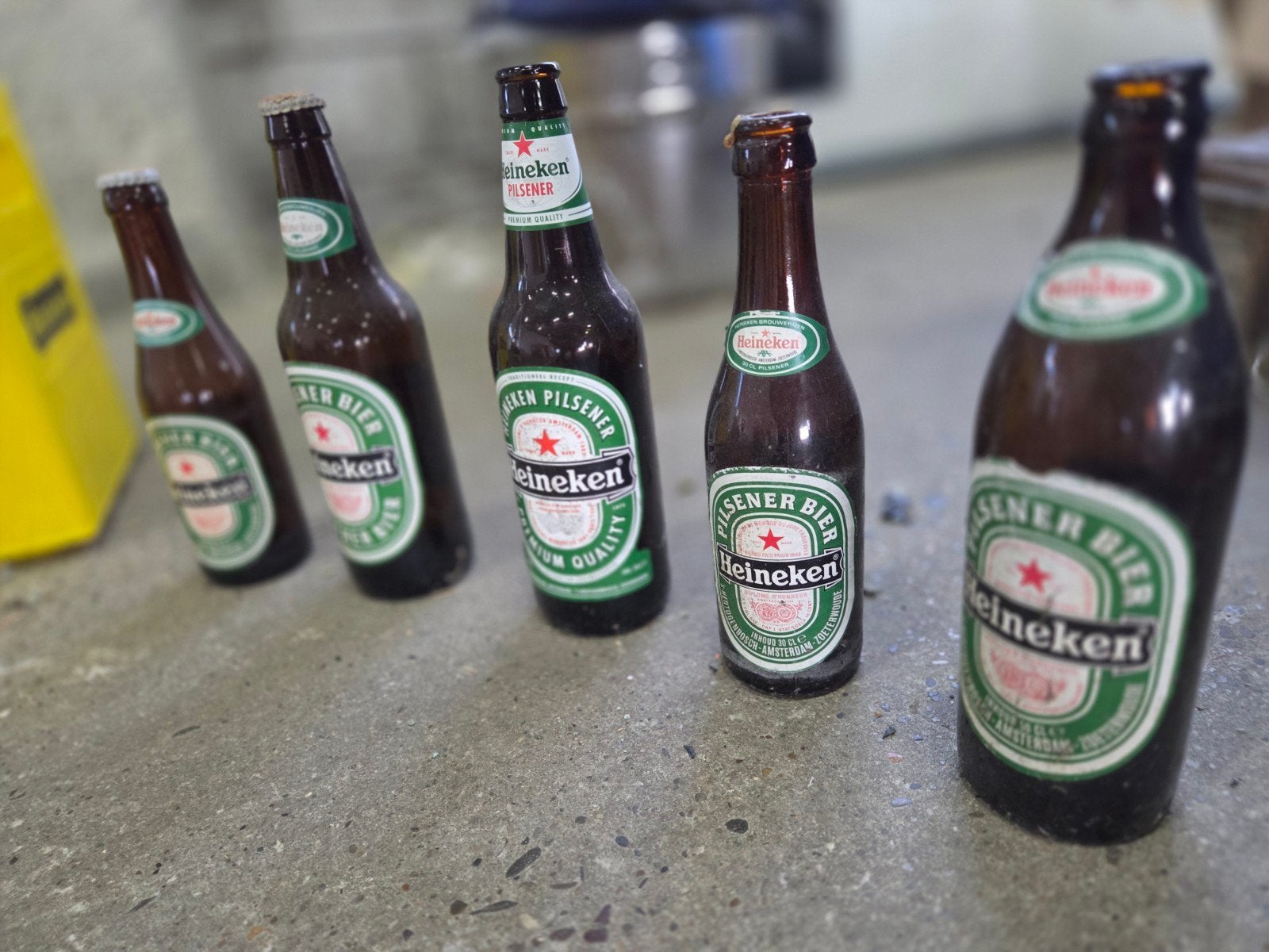 5 Oude Heineken Flessen - Vintage Bierflessen, Ophalen of Verzenden, Gebruikt, Flesje(s), Heineken