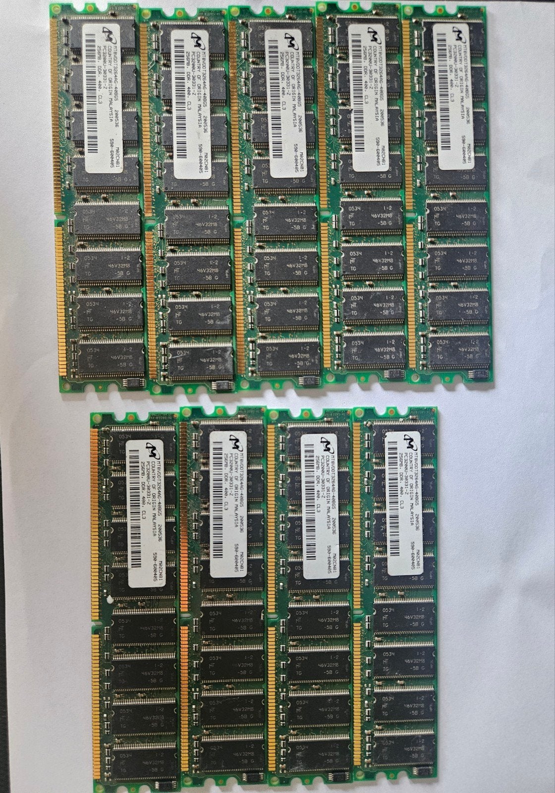 8x Micron 256MB DDR400 PC3200 RAM – totaal 2GB, Ophalen of Verzenden, DDR, Desktop, 1 GB of minder