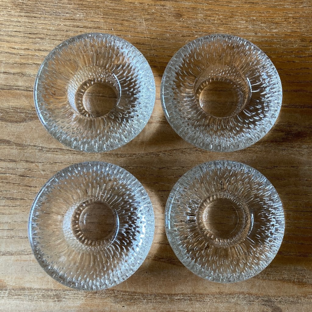 4x Glazen waxinelichthouders, Ophalen of Verzenden, Zo goed als nieuw, Glas, Waxinelichthouder