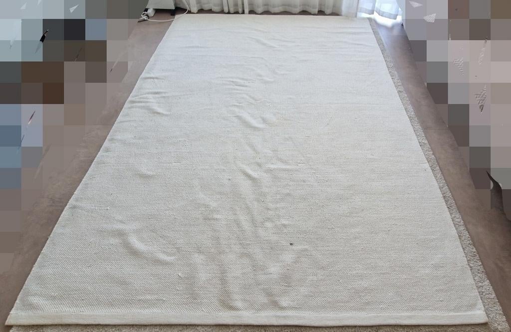 Handgeweven katoenen vloerkleed 200x300 cm – naturel, Ophalen, Gebruikt, Tapijt