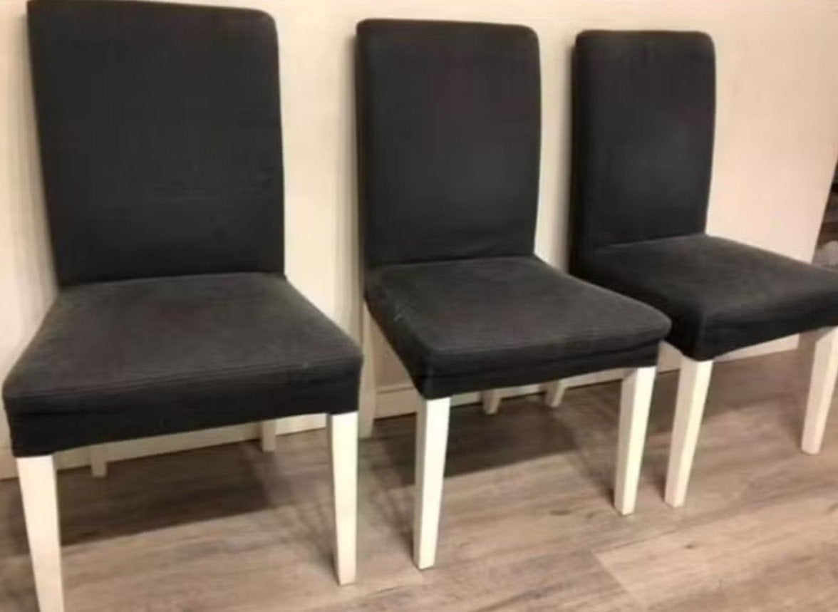 Eetkamerstoelen 2 stuks- Ikea Bergmund wit/Gunnared, Ophalen, Hout, Gebruikt, Drie