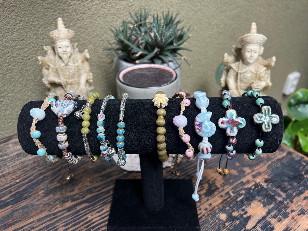 Armband Boho ibiza zomers keramische kralen en glas, Overige materialen, Verburgt Vintage, Overige kleuren, Nieuw