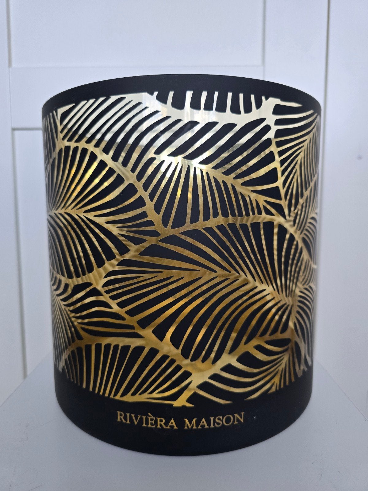 Riviera Maison Windlicht Zwart/Goud Bladmotief, Huis en Inrichting, Woonaccessoires | Kandelaars en Kaarsen, Overige materialen