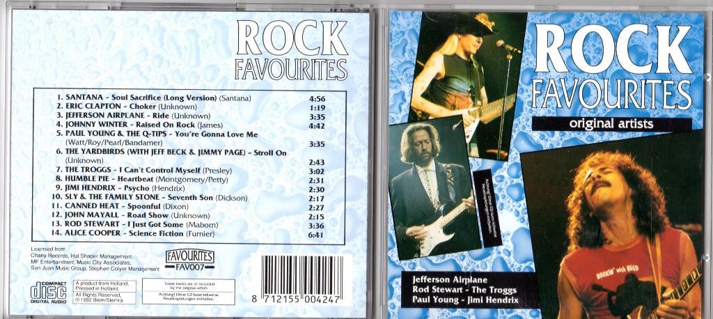 Rock Favourites Santana Hendrix Eric Clapton Alice Cooper, Ophalen of Verzenden, Zo goed als nieuw, Rock en Metal