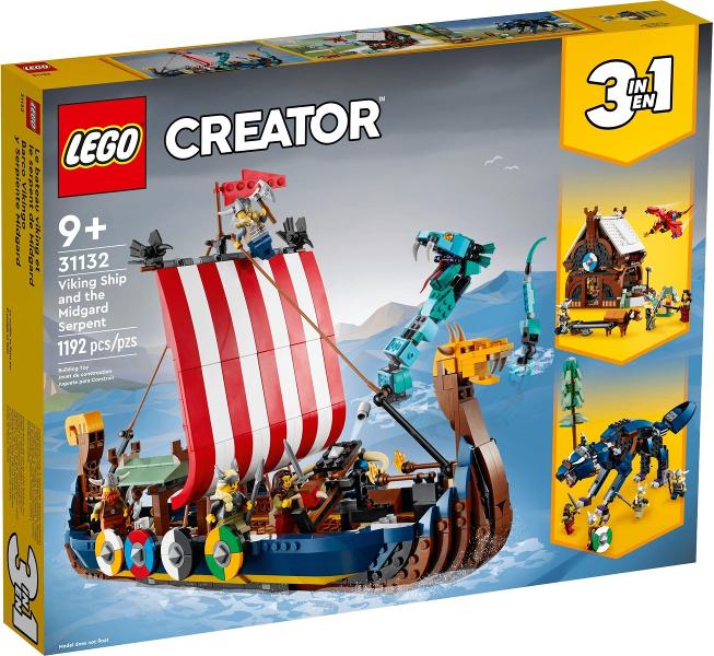 Lego Creator Viking Ship and the Midgard Serpent nr 31132, Lego, Lego, Lego, Nieuw