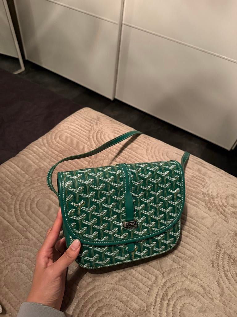 Goyard Schoudertasje Donkergroen, Ophalen of Verzenden, Zo goed als nieuw, Groen, Schoudertasje