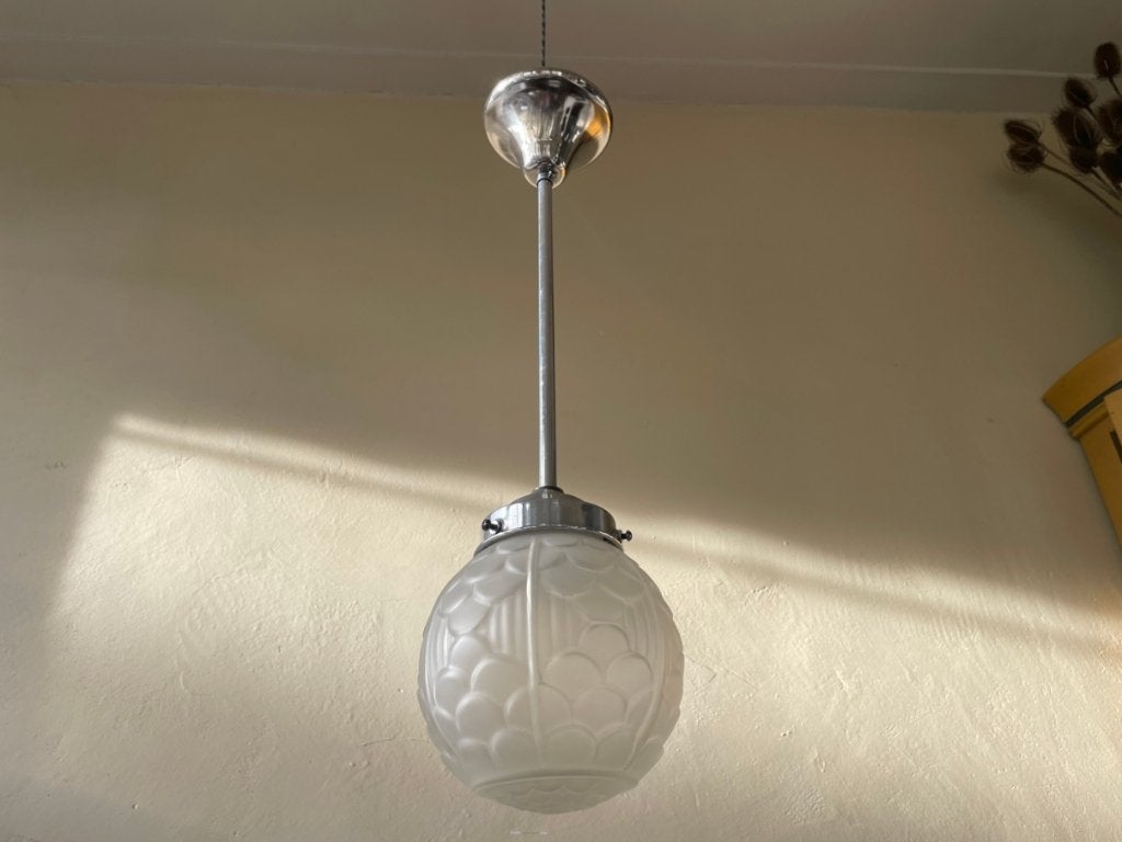 Lamp Hanglamp Plafondlamp Bol art deco 1930 Frans, Ophalen of Verzenden