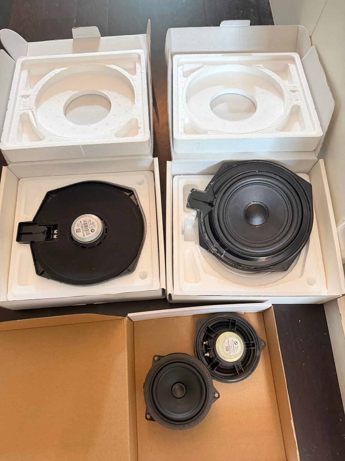 BMW speakerset (2 woofers, 2 middentone) F31 F30 base l, Ophalen of Verzenden, Gebruikt