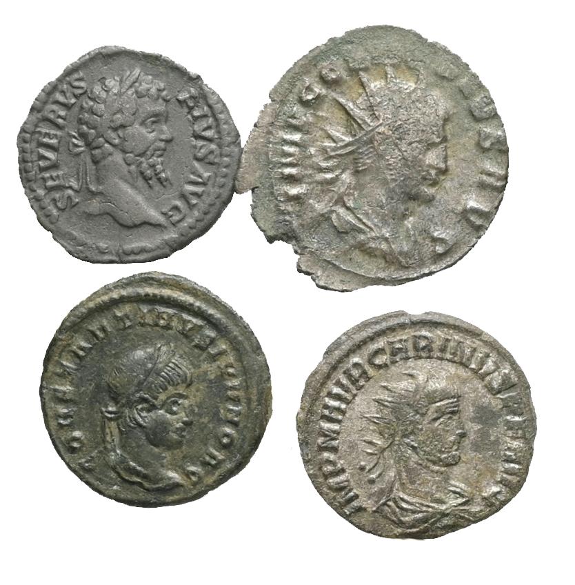 4 Romeins munten : Septimius, Constantin II, Claudius II, .., Verzenden, Italië, Losse munt