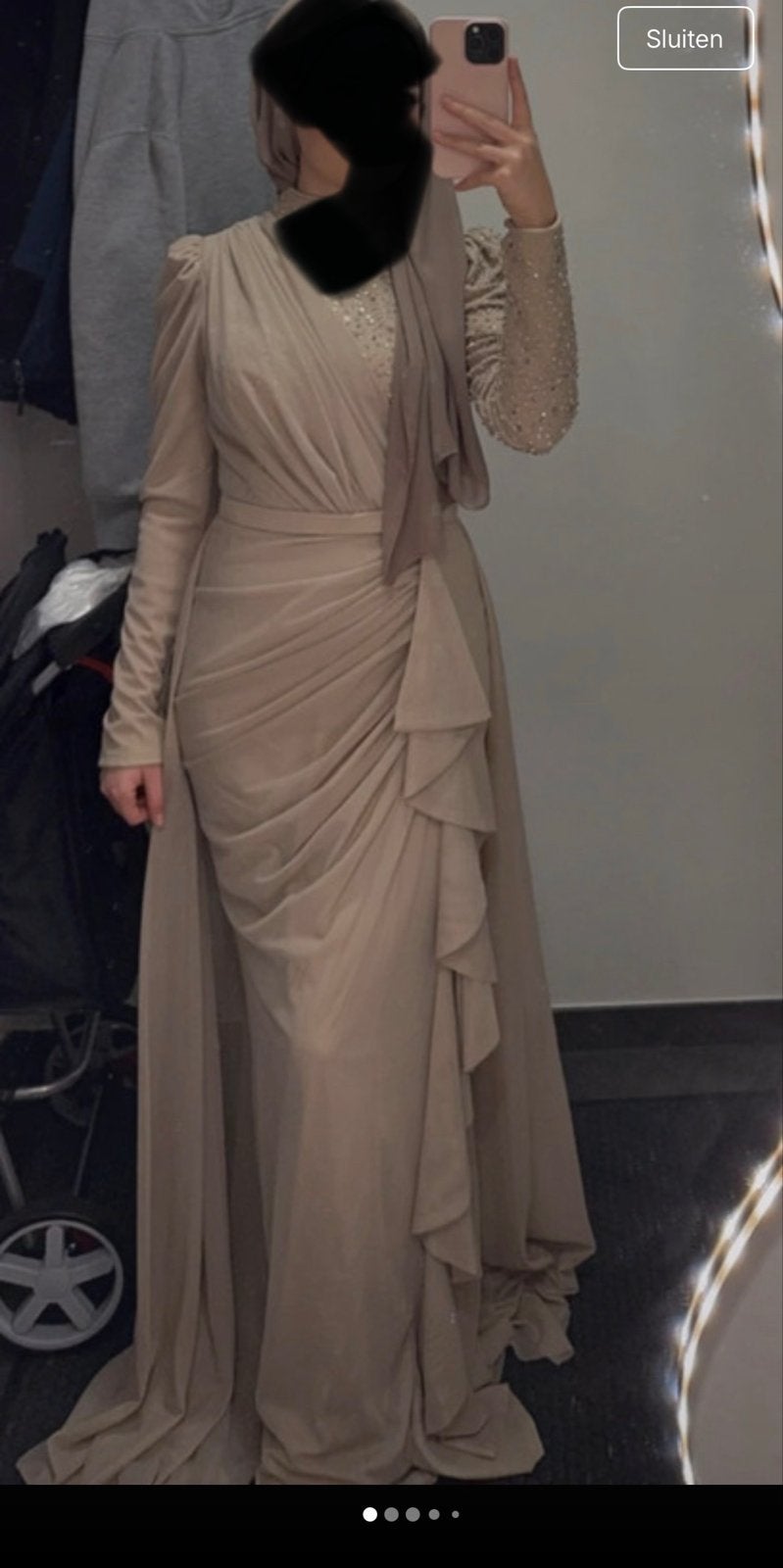 Elegante Avondjurk - Perfect voor Gala of Feest, Zo goed als nieuw, Grijs, Onder de knie, Ophalen