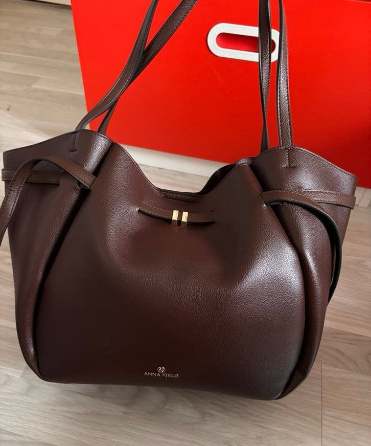 Anna Field bruine leren tas, Sieraden, Tassen en Uiterlijk, Ophalen of Verzenden, Nieuw, Bruin