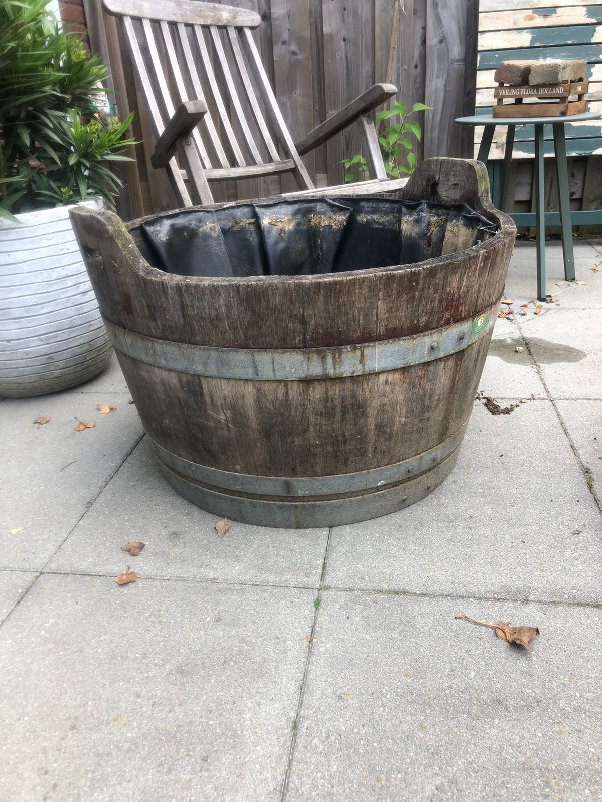 Houten tobbe met zeil binnenkant, Tuin en Terras, Vijvers, Ophalen of Verzenden, Gebruikt