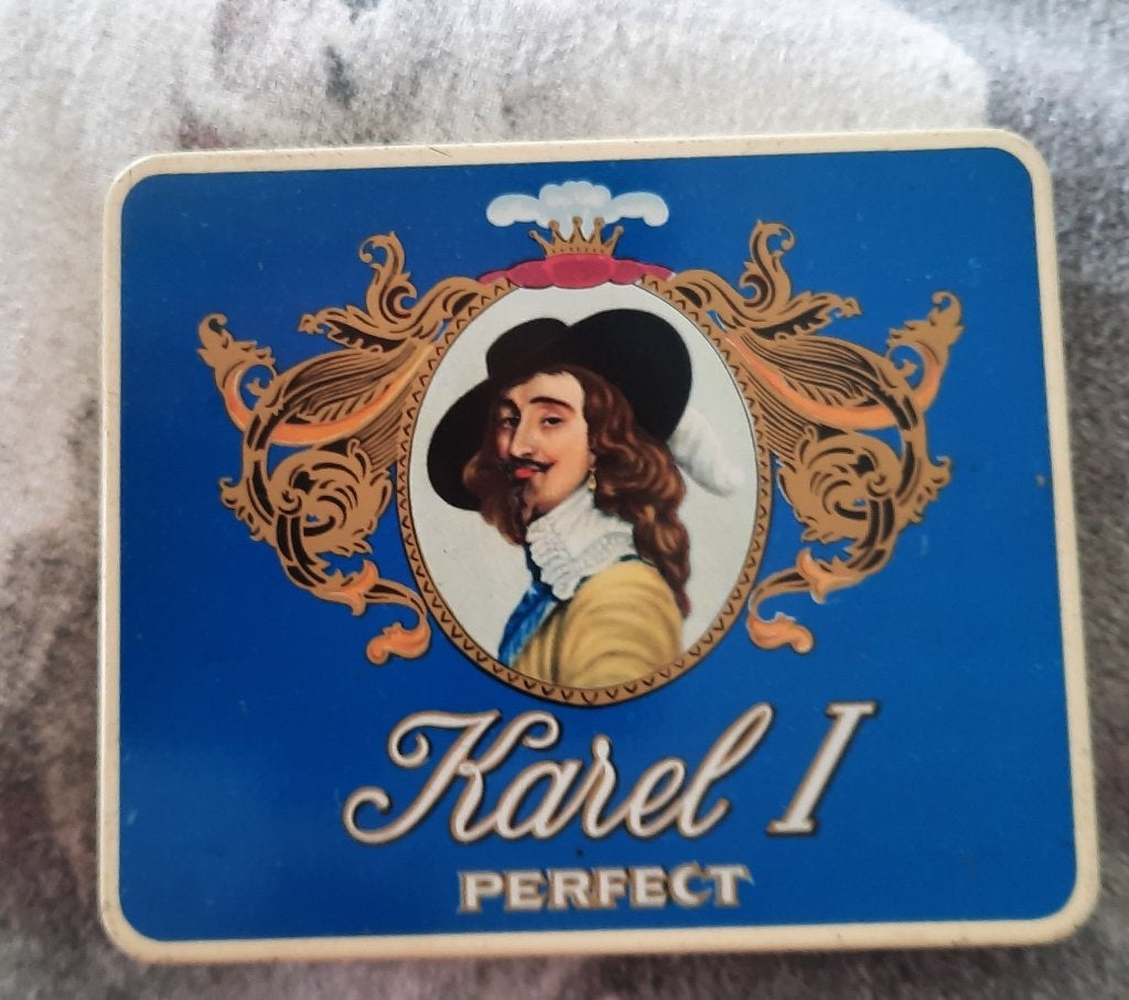 sigaren blik Karel I - perfect, Verzamelen, Ophalen of Verzenden, Gebruikt, Tabaksdoos of Verpakking