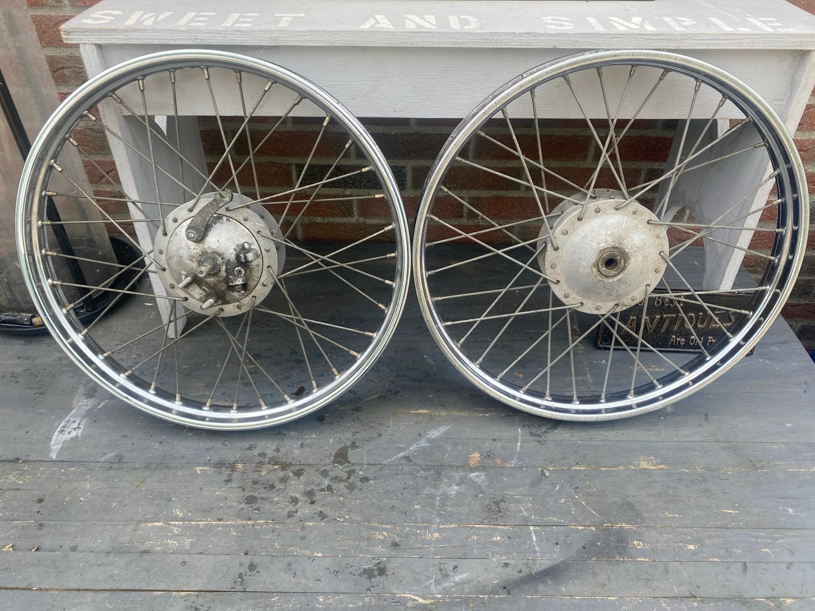 Set van 2 vintage bromfietswielen - Silverspat 1.50 AX18, Ophalen of Verzenden