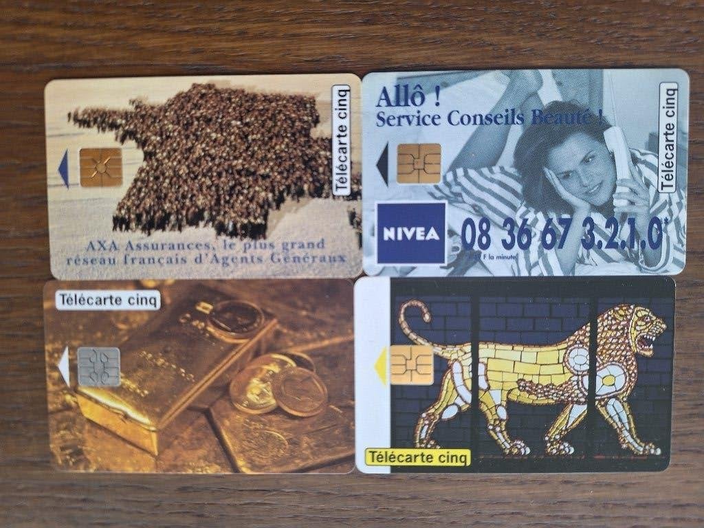 mooi lot van 4 lage oplage telefoonkaarten Frankrijk, Verzenden