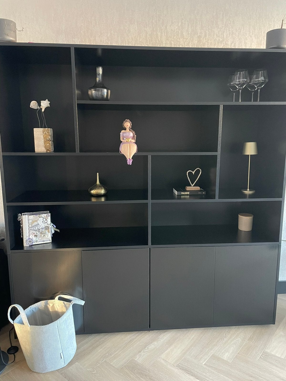 Buffetkast Madrid van Goossens - Zwart, Gebruikt, Ophalen, Gebruikt, 150 tot 200 cm, 25 tot 50 cm