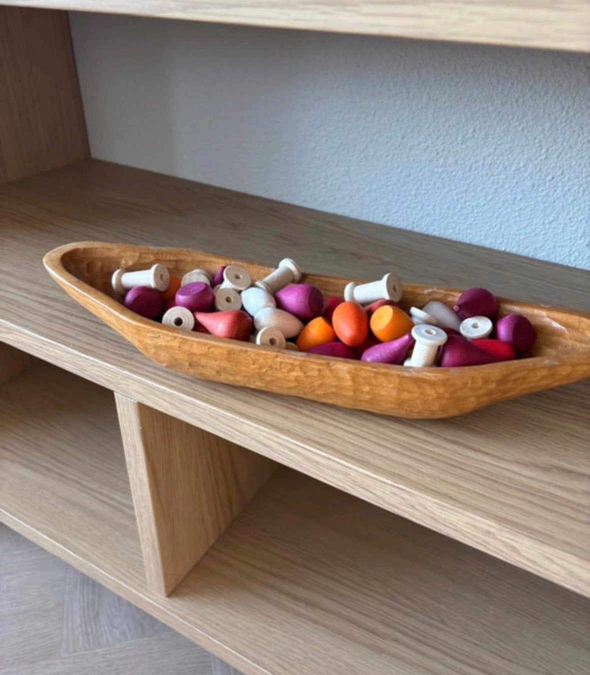 Houten schaal bijv loose parts, grapat, grimm’s, ostheimer, Schaal, Ophalen of Verzenden, Zo goed als nieuw, Ovaal