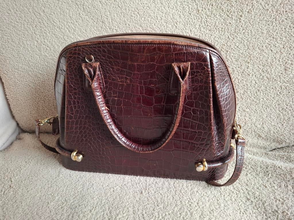 BALLY Made in Italy Crocodile vintage tas, Ophalen of Verzenden, Gebruikt, Bruin, Overige merken