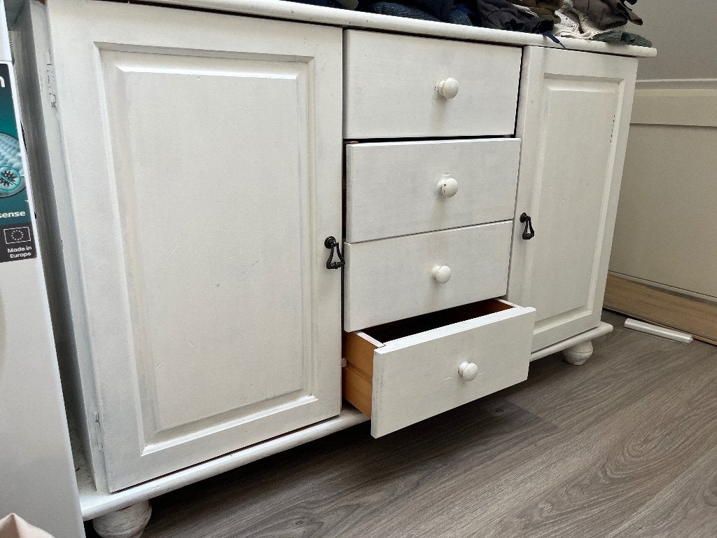 Witte kast / commode, Ophalen, Gebruikt, 50 tot 70 cm, 100 cm of meer