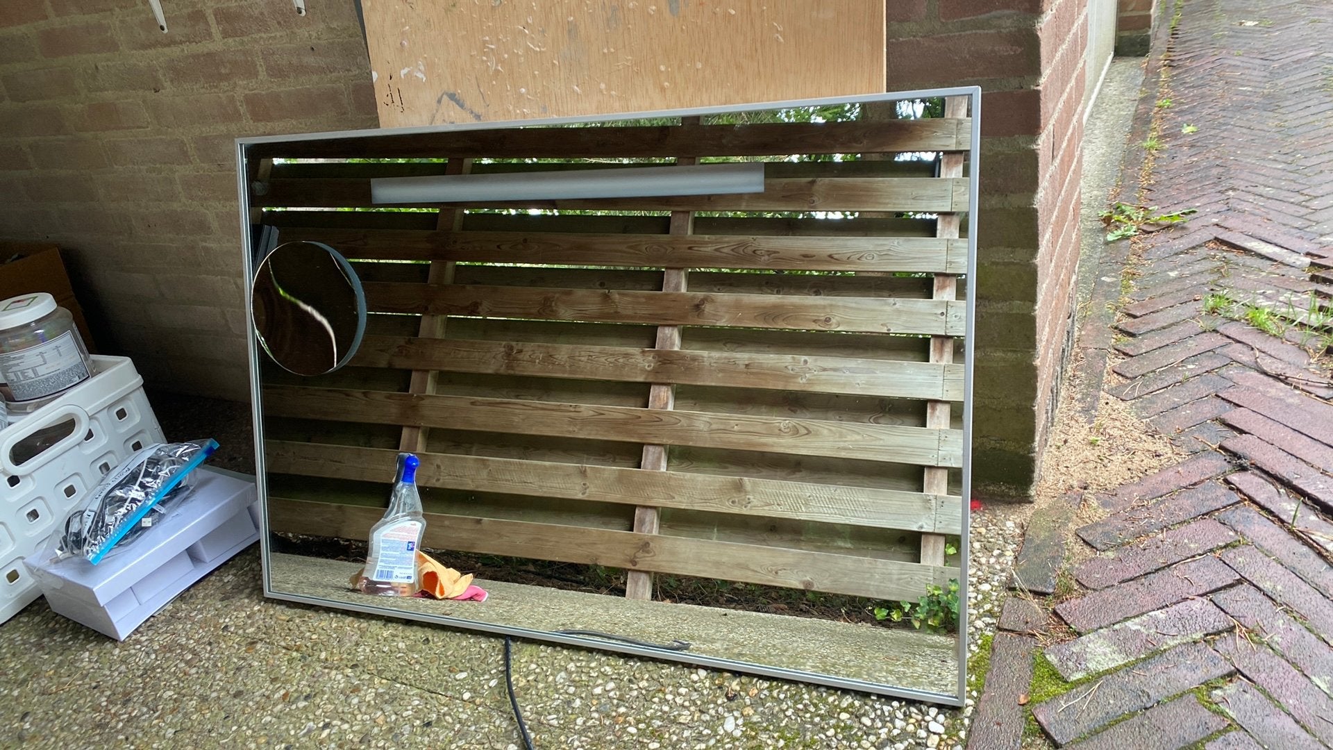 Graris: Grote spiegel met lamp, Ophalen, Gebruikt, 75 tot 100 cm, Minder dan 100 cm