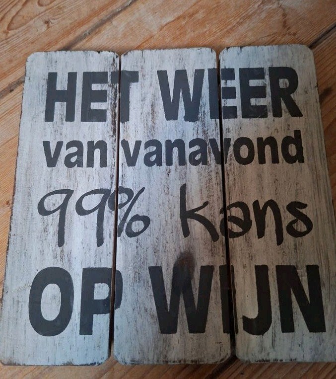 Houten bord met tekst 20x20cm, Ophalen of Verzenden, Zo goed als nieuw